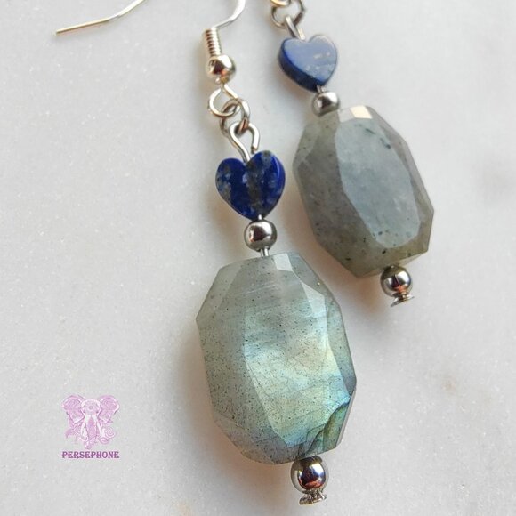 Moon Magic “Mama Killa” Earrings | Labradorite + Lapis | Silver - Picture 3 of 4